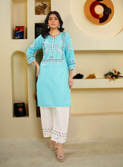Ocean Breeze – Aqua Cotton Suit