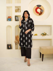 Noir Elegance – Black 3-Piece Cotton Suit