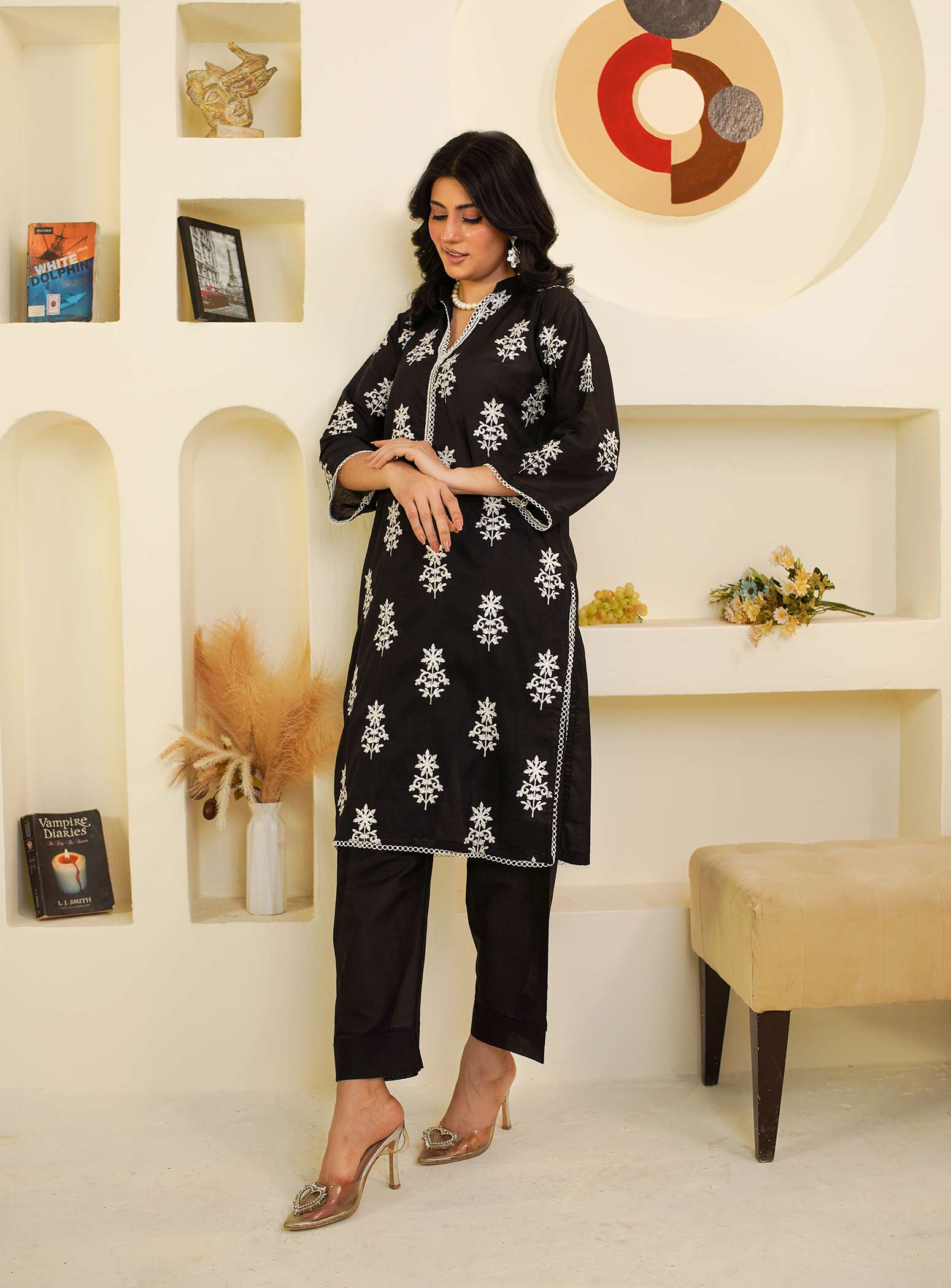 Noir Elegance – Black 3-Piece Cotton Suit
