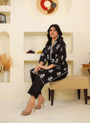 Noir Elegance – Black 3-Piece Cotton Suit