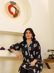 Noir Elegance – Black 3-Piece Cotton Suit