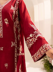 Maroon Mirana 3-Piece Cotton Suit