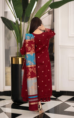 Elegant Maroon Cotton 3-Piece