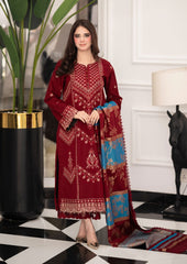 Elegant Maroon Cotton 3-Piece