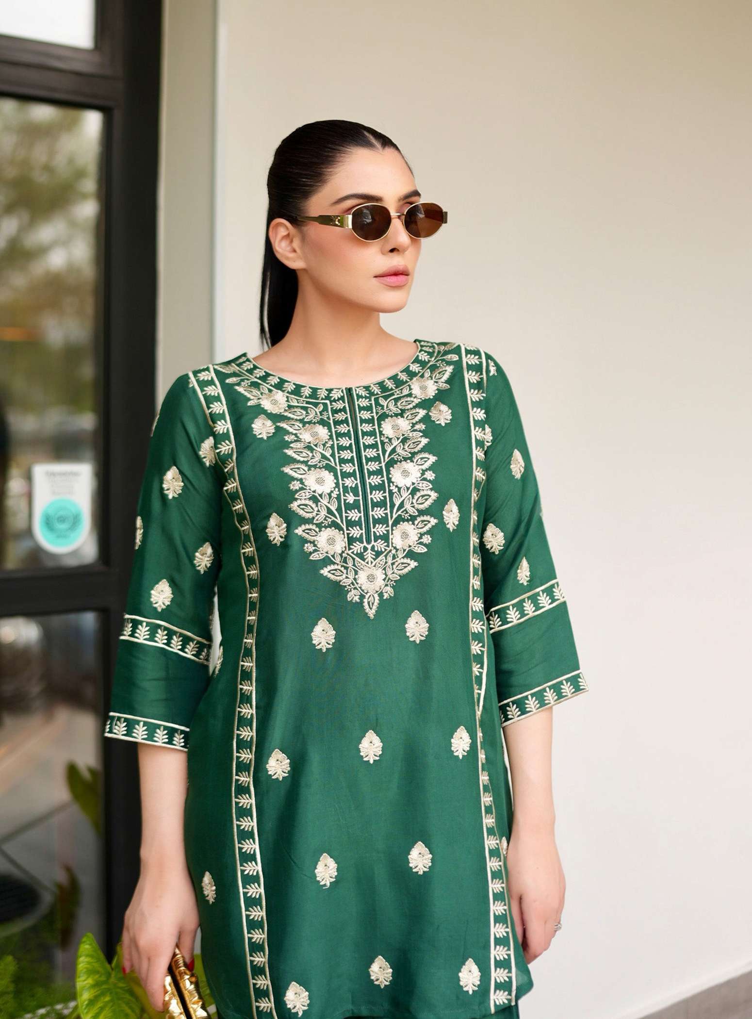 Green 3-Piece Cotton Suit