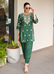 Green 3-Piece Cotton Suit