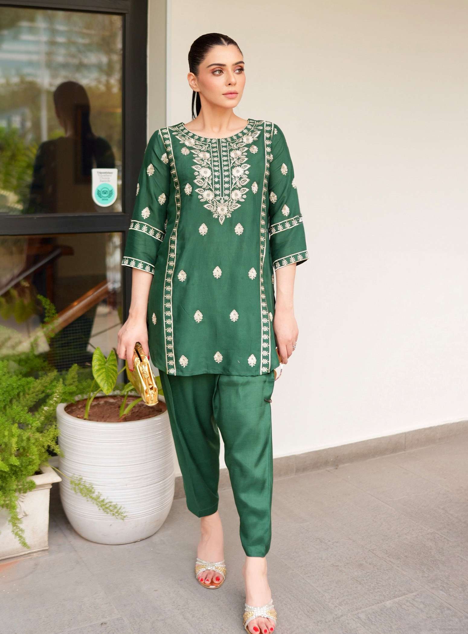 Green 3-Piece Cotton Suit