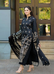 Classic Black & White Cotton 3-Piece Suit