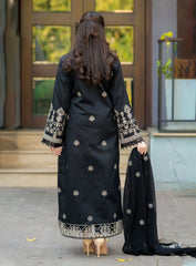 Classic Black & White Cotton 3-Piece Suit